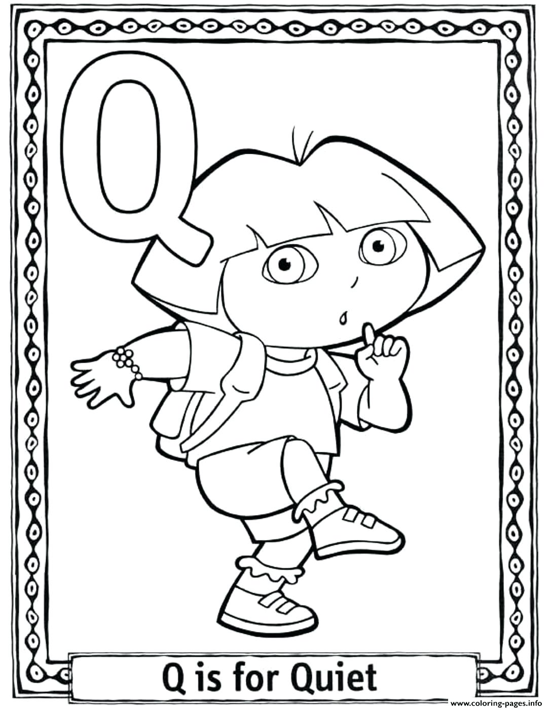1085x1400 Coloring Dora Printable Coloring Pages Quiet Alphabet Print