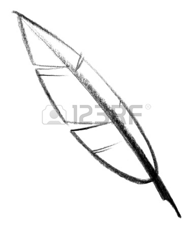 380x450 Crayon Sketched Illustration Of A Quill Stock Photo, Picture