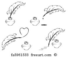 233x194 Free Art Print Of Quill Pen And Inkwell Sketch. Doodle Style