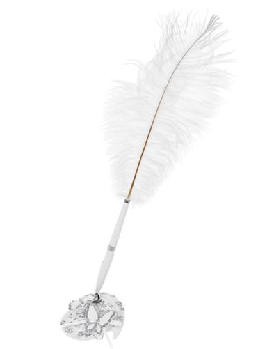 384x501 White Feather Quill Pen Amp Stand
