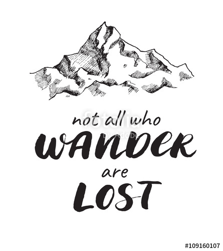 445x500 Vector Mountain Sketch Drawing With Handwrited Quote. Stock Image