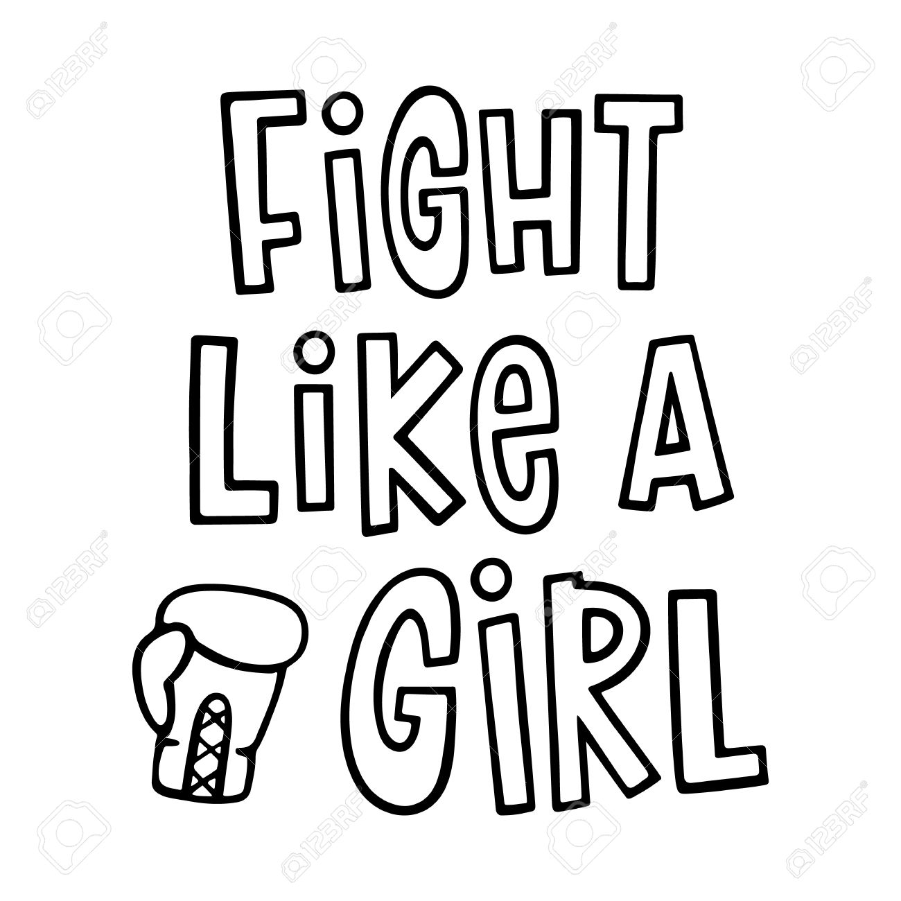 1300x1300 Fight Like A Girl ! The Quote Hand Drawing With Boxing Glove