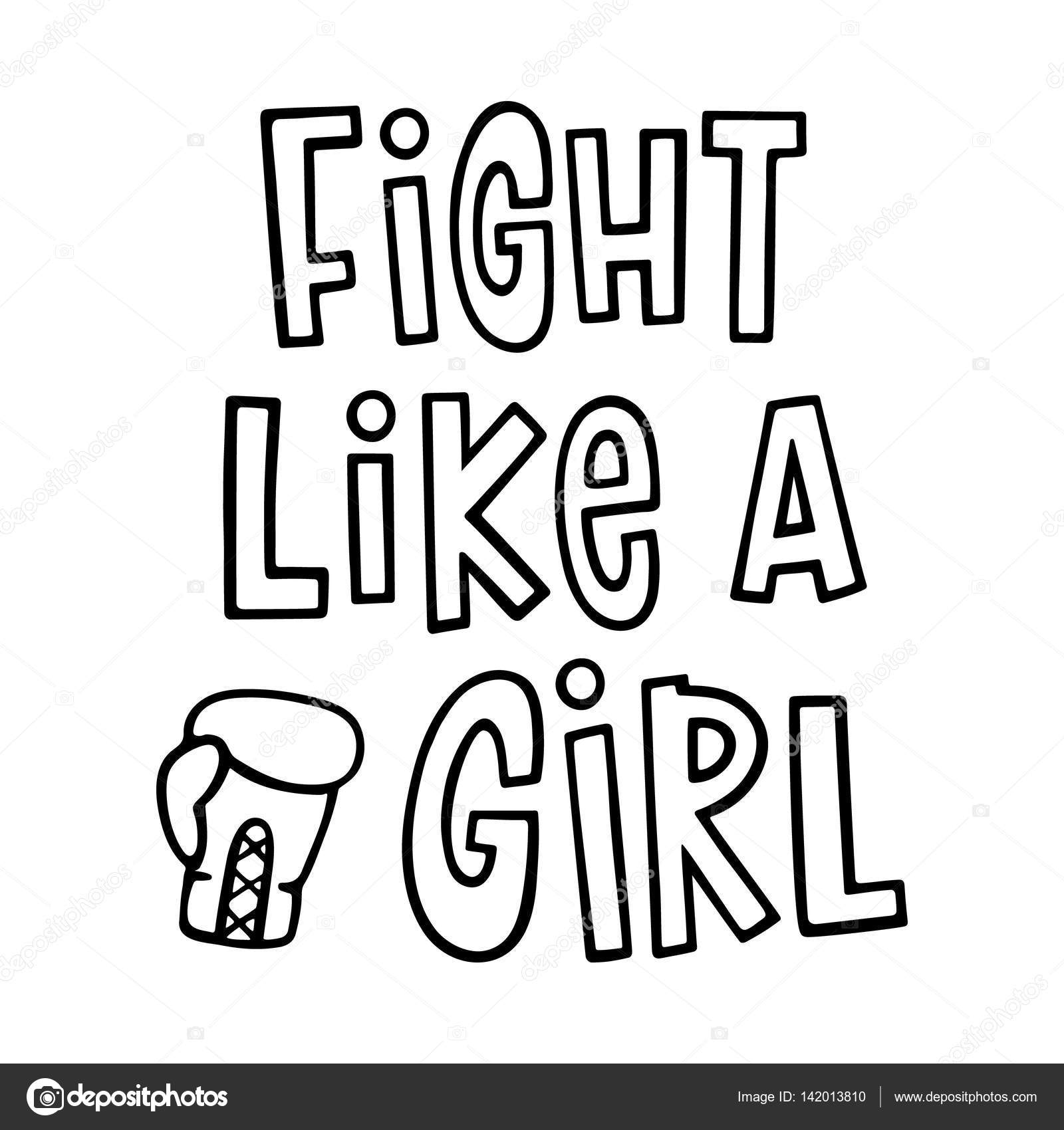 1600x1700 Fight Like A Girl ! The Quote Hand Drawing With Boxing Glove