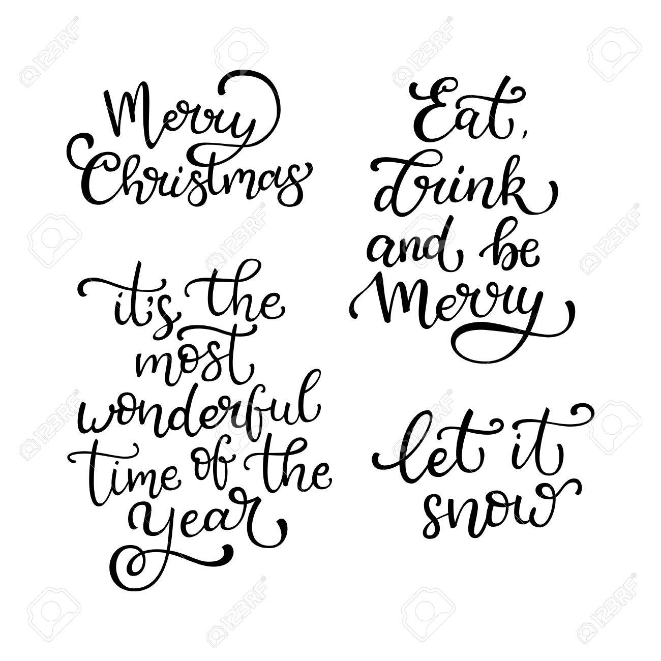 1300x1300 Set Of Hand Drawn Vector Quotes. Merry Christmas.let It Snow