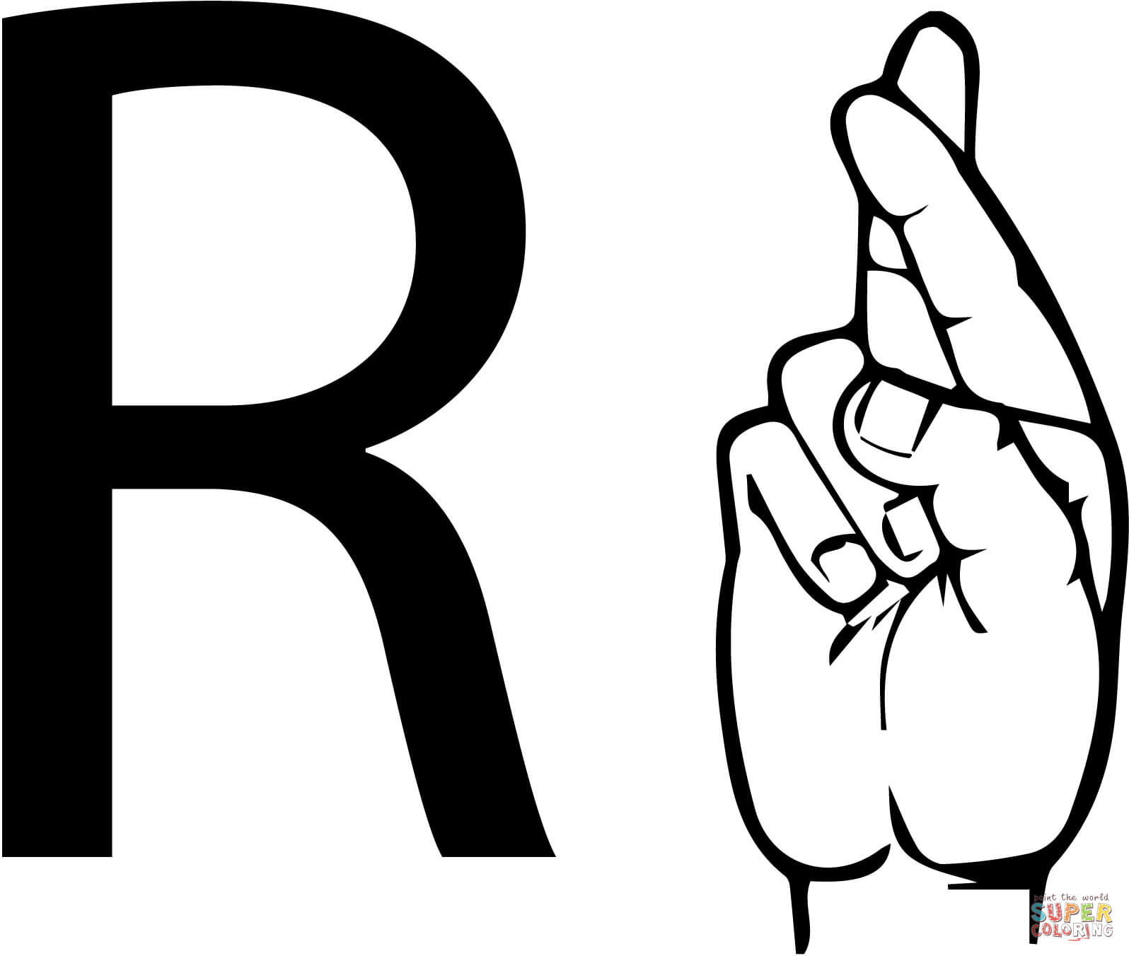 1596x1352 Asl Sign Language Letter R Coloring Page Free Printable Coloring