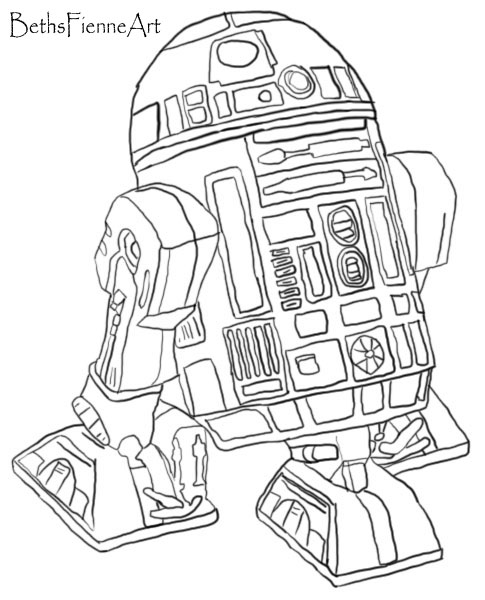 485x600 R2d2 (Black And White Graphics Tablet Drawing) By Bethsfienneart
