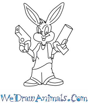 300x350 How To Draw Gangster Bugs Bunny From Looney Tunes