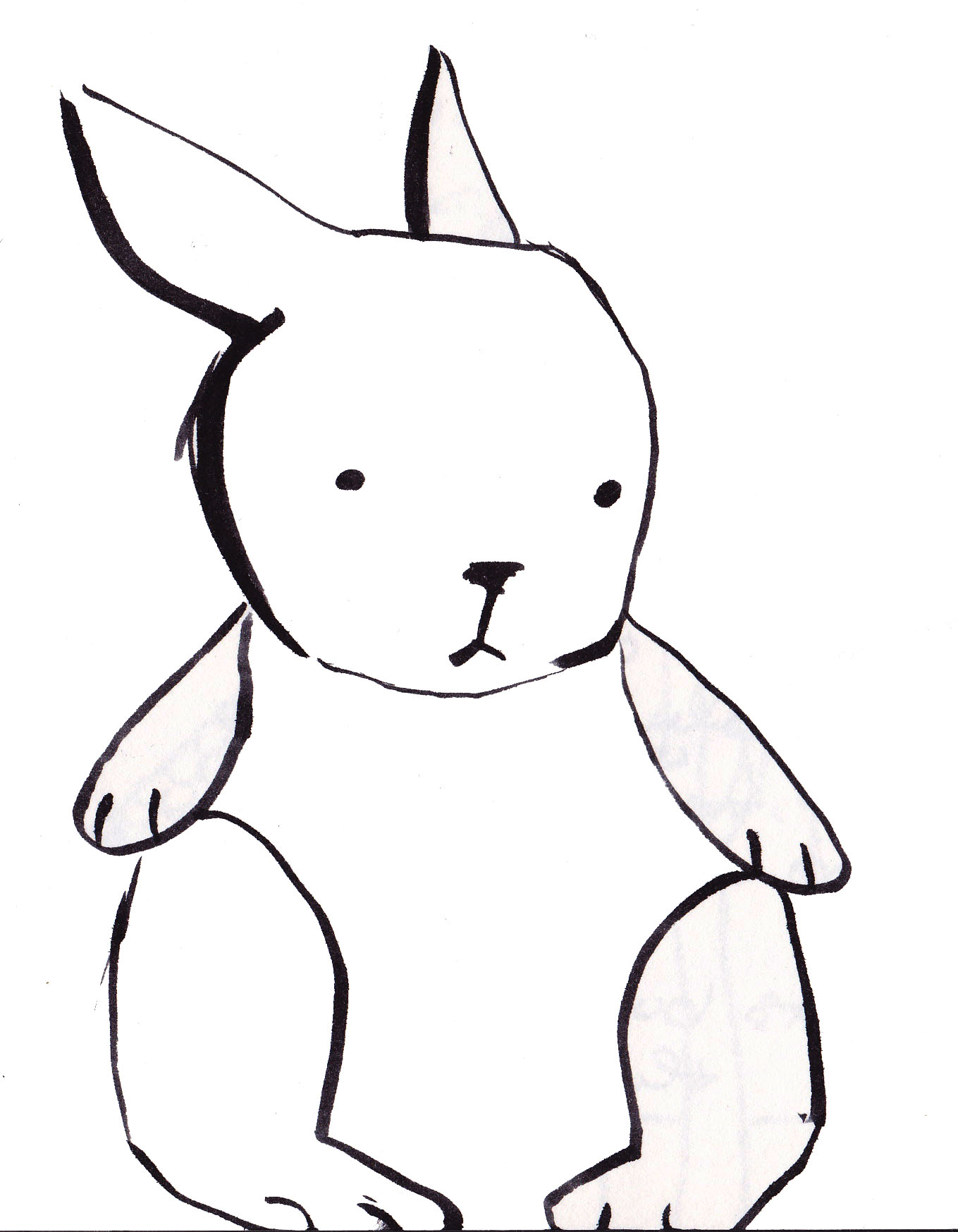1359x1748 Bunny Clipart Line Drawing