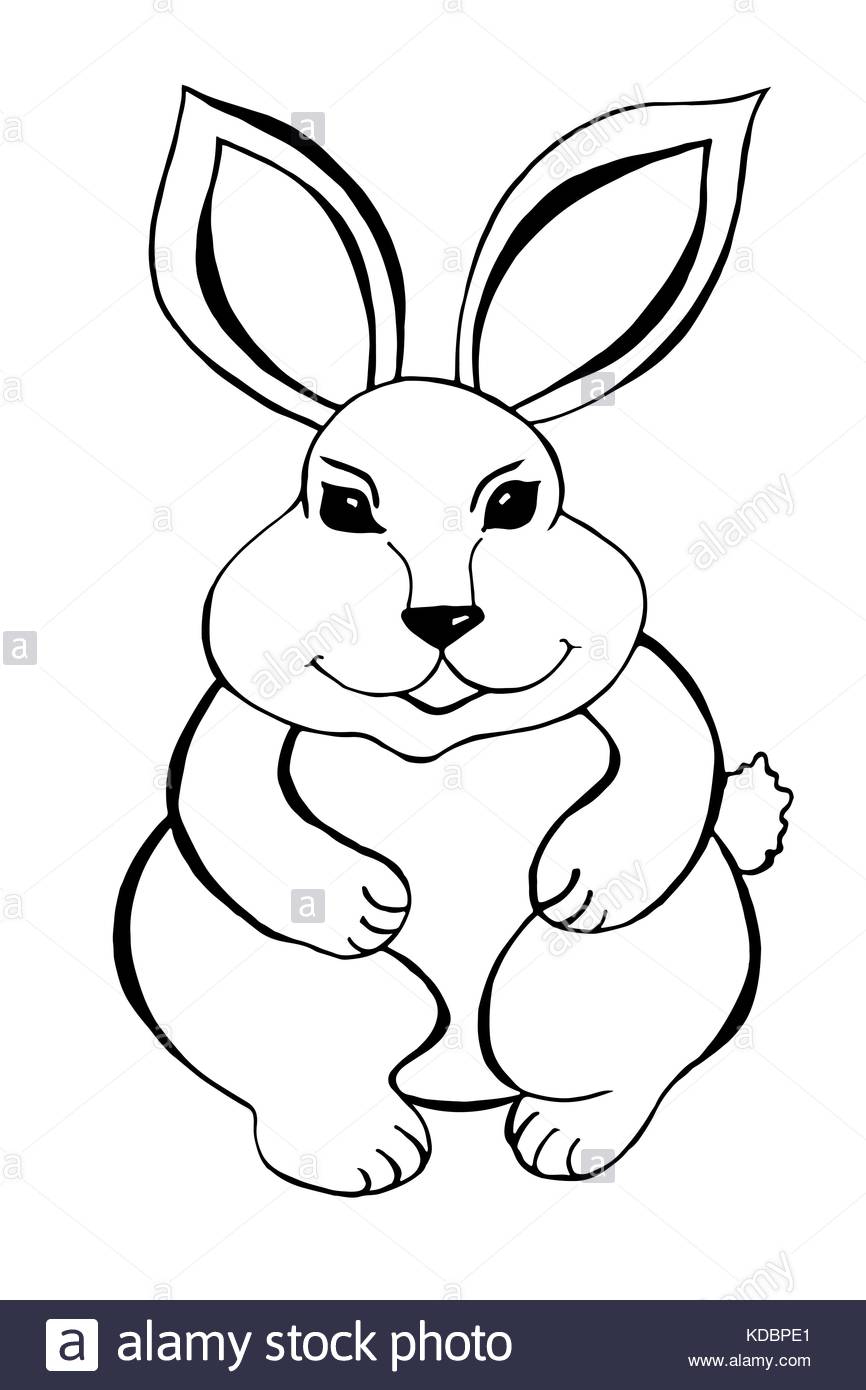 866x1390 Black And White Sketch Of A Cute Rabbit Sitting On Its Back Legs