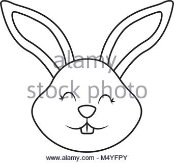 342x320 Bunny Cute Funny Cartoon Head. Rabbit Vector Illustration Stock