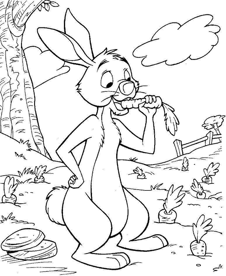 774x945 Coloring Rabbit Pooh Is Eatinga Carrot Picture