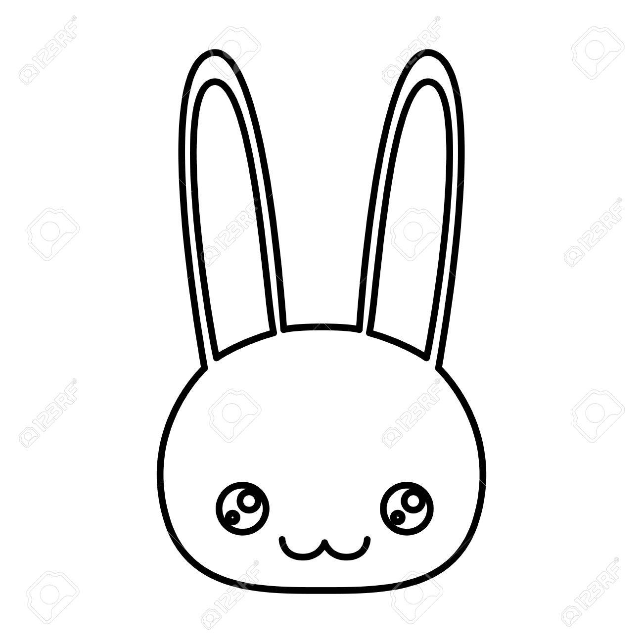 1300x1300 Sketch Silhouette Of Caricature Face Rabbit Cute Animal Happiness
