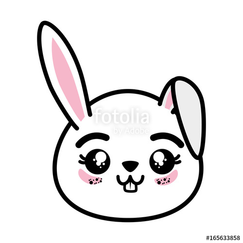500x500 Isolated Cute Rabbit Face Icon Vector Illustration Graphic Design
