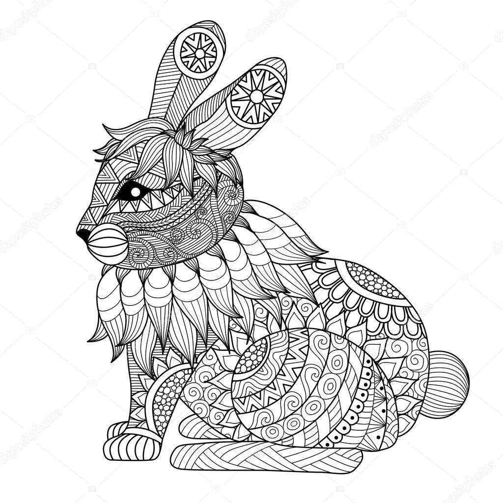 1024x1024 Drawing Zentangle Rabbit Stock Vector