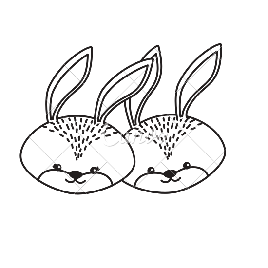 550x550 Line Cute Rabbit Head Animal Couple Together
