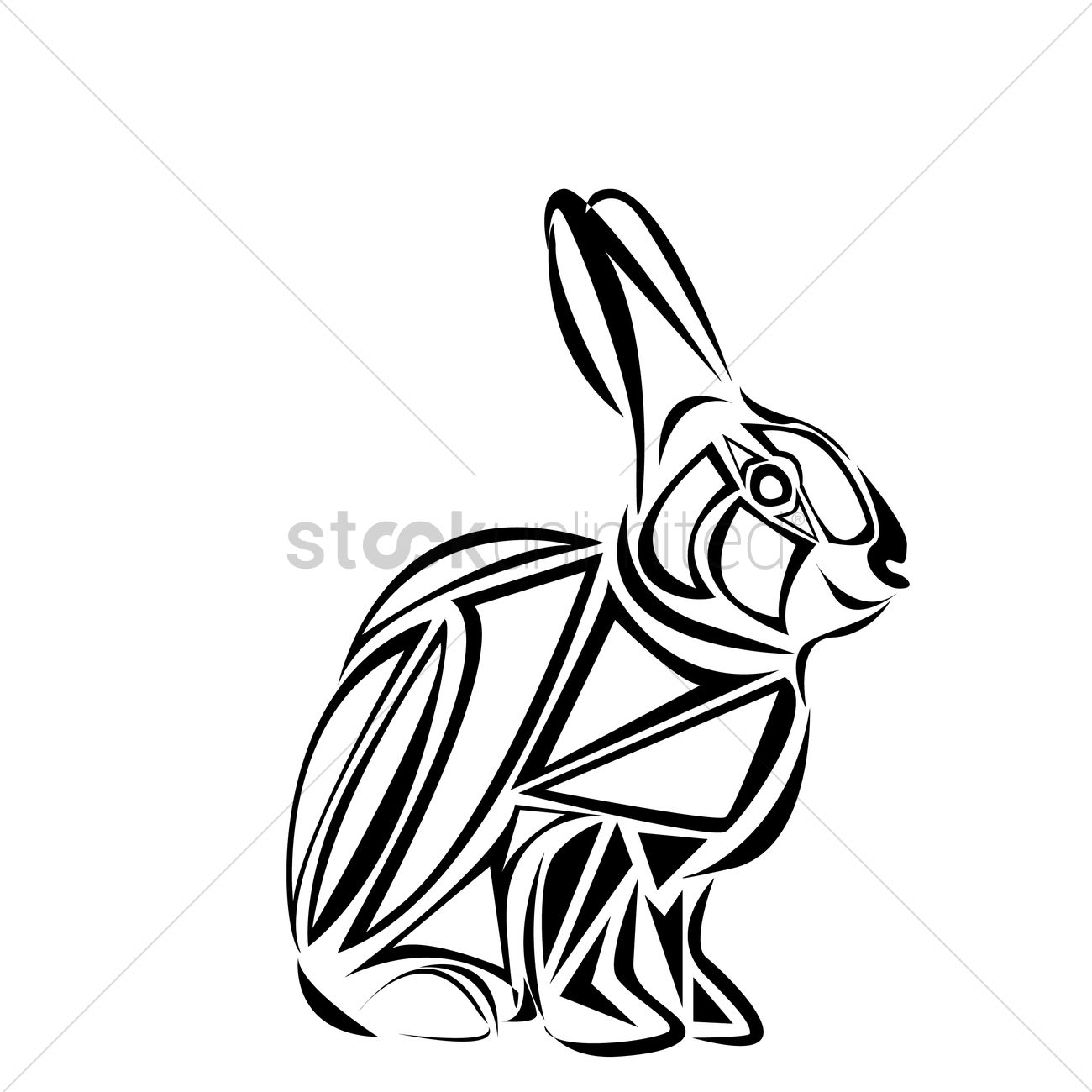 1300x1300 Rabbit Tattoo Vector Image