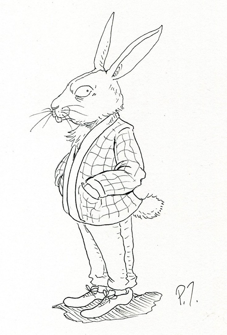 736x1086 Anthropomorphic Rabbit (Line Art) By Pisomets