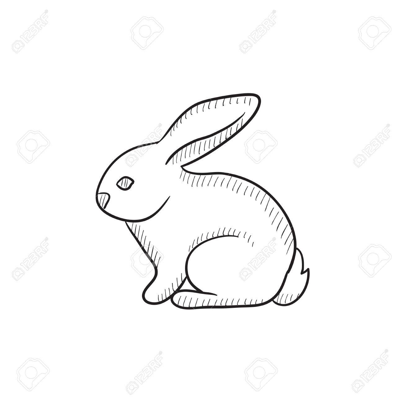 1300x1300 Rabbit Vector Sketch Icon Isolated On Background. Hand Drawn