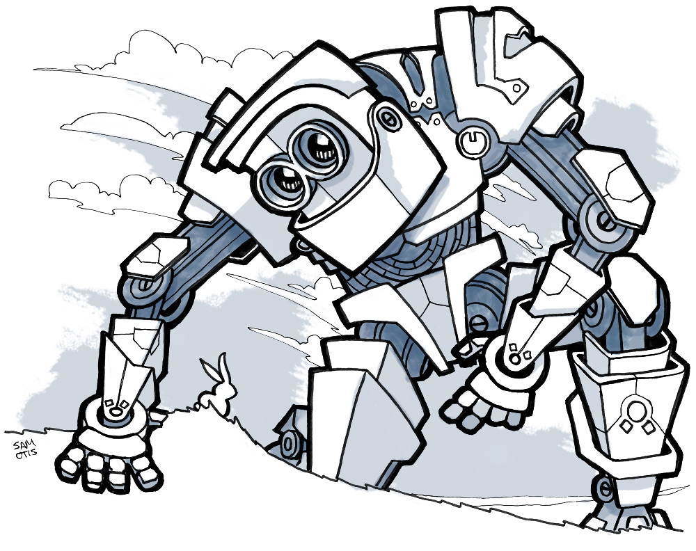 1000x792 Rabbit Sketch With A Robot Just Sketches