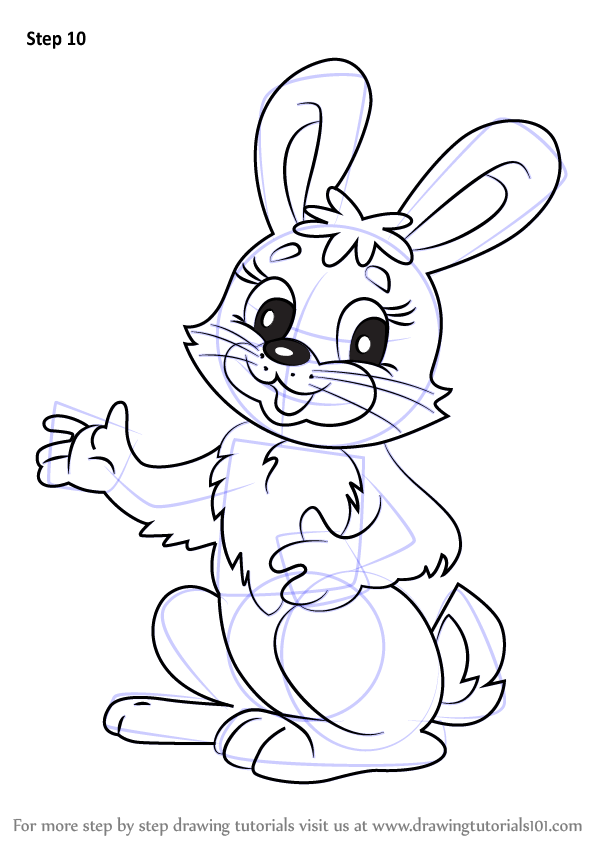 598x844 Learn How To Draw Cartoon Bunny Rabbit (Animals For Kids) Step By