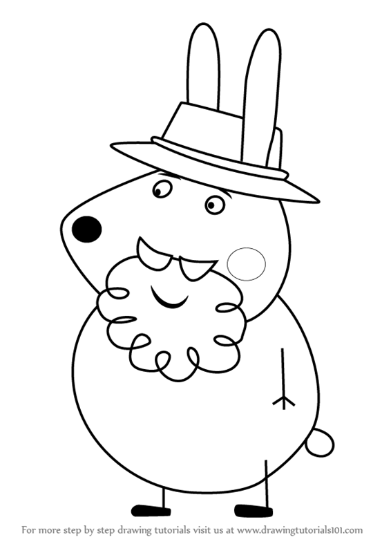566x800 Learn How To Draw Grampy Rabbit From Peppa Pig (Peppa Pig) Step By