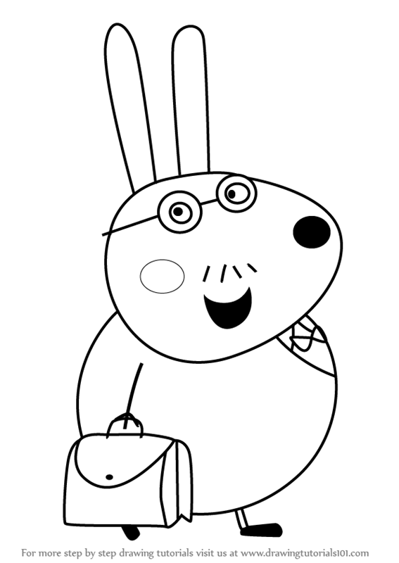 567x800 Learn How To Draw Mr. Rabbit From Peppa Pig (Peppa Pig) Step By