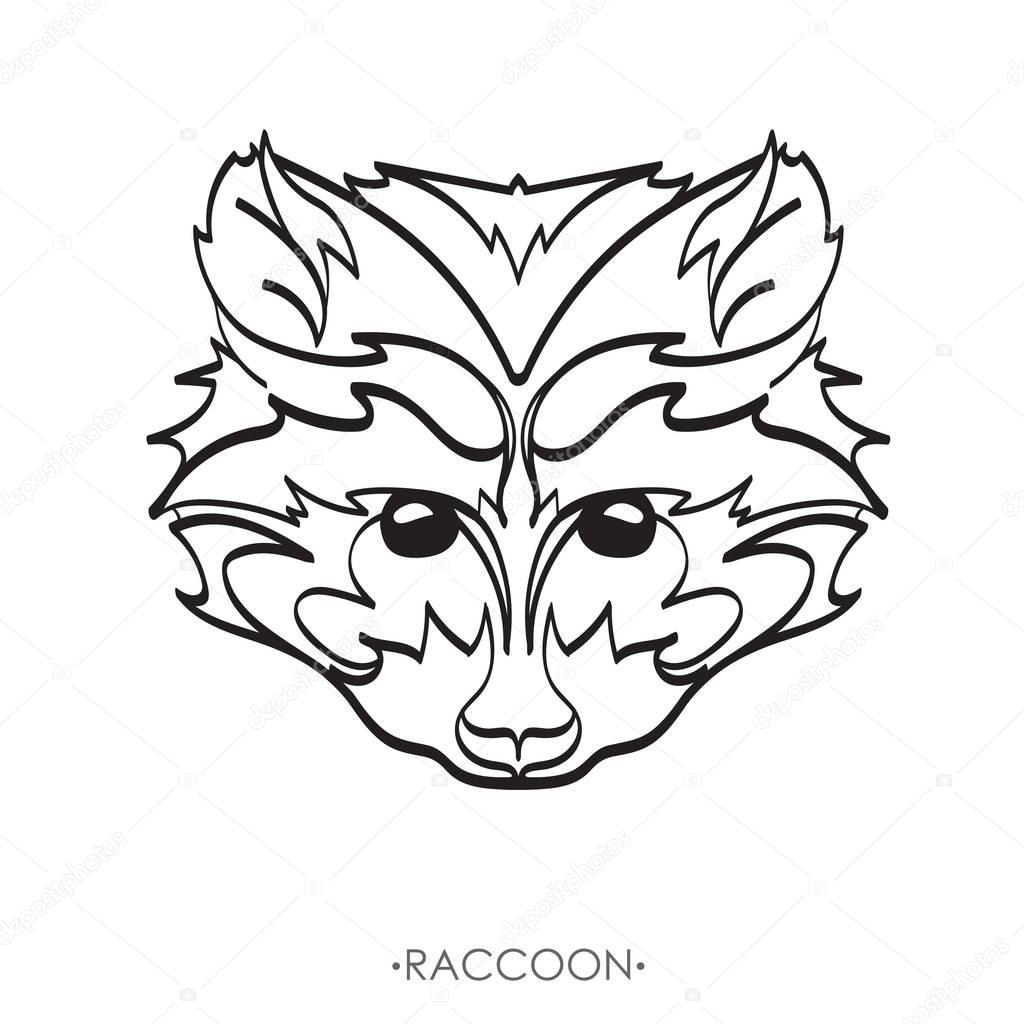 1024x1024 Stylized Raccoon. Vector. Sketch For Tattoo Stock Vector