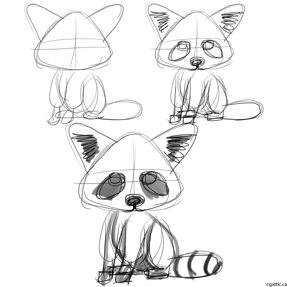 1000x1000 Cartoon Raccoon Drawing In 4 Steps With Photoshop Raccoons