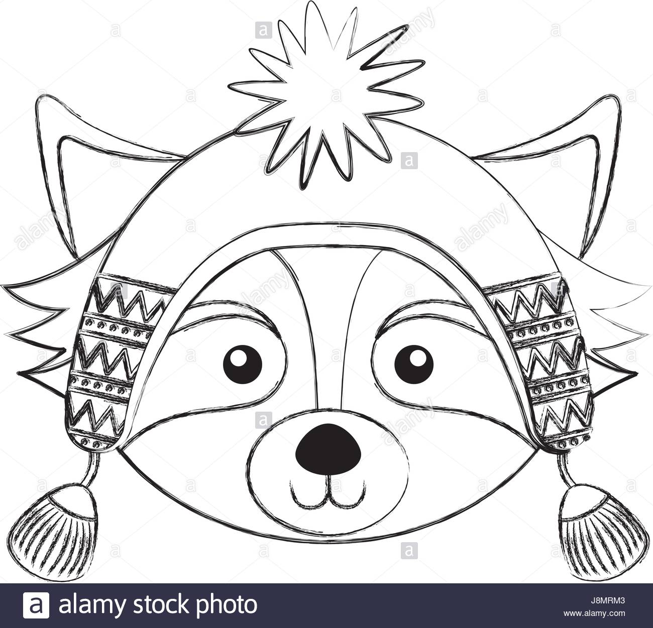 1300x1251 Christmas Raccoon Face Cartoon Stock Vector Art Amp Illustration