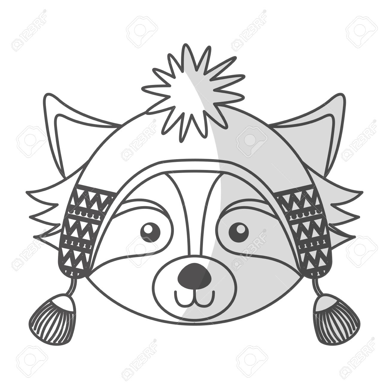 1300x1300 Cute Shadow Christmas Raccoon Face Cartoon Graphic Design Royalty