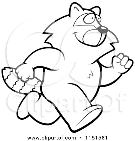 450x470 Cartoon Clipart Of A Black And White Raccoon Running