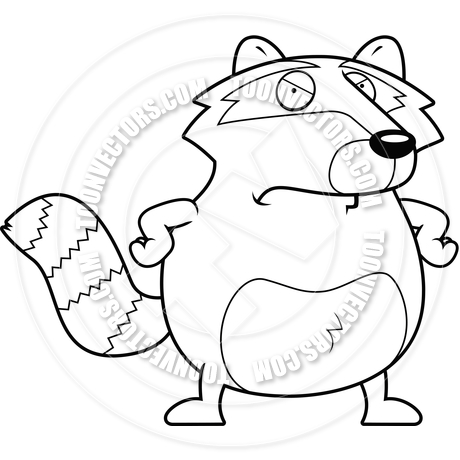 460x460 Cartoon Raccoon Angry (Black And White Line Art) By Cory Thoman