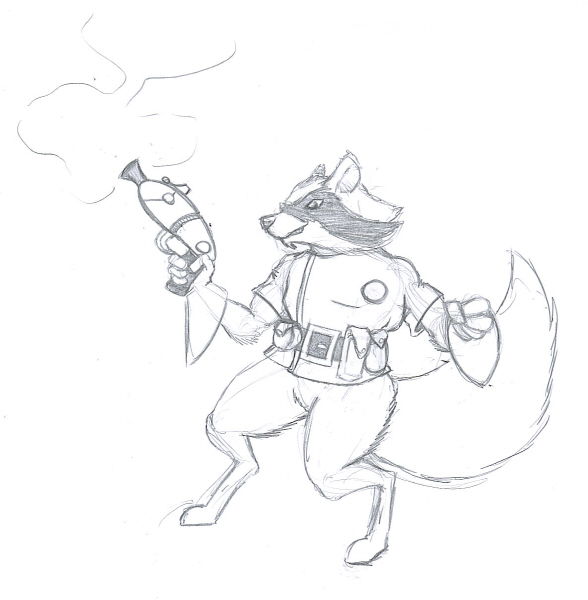 588x600 Rocket Raccoon Pencil Sketch By Billyj