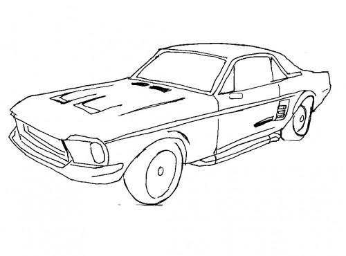500x370 Racing Car Ford Mustang Coloring Page