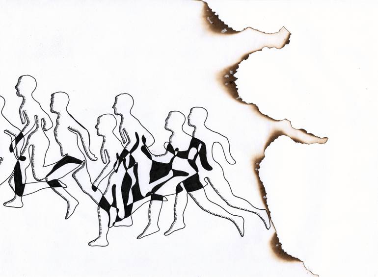 770x565 Saatchi Art Burning Race Drawing By Shanmukha Inkas