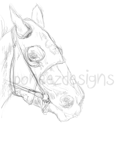 400x500 Racehorse Head By Equine Gg