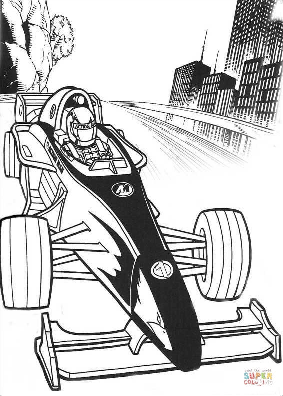 567x794 Action Man In A Racing Car Coloring Page Free Printable Coloring
