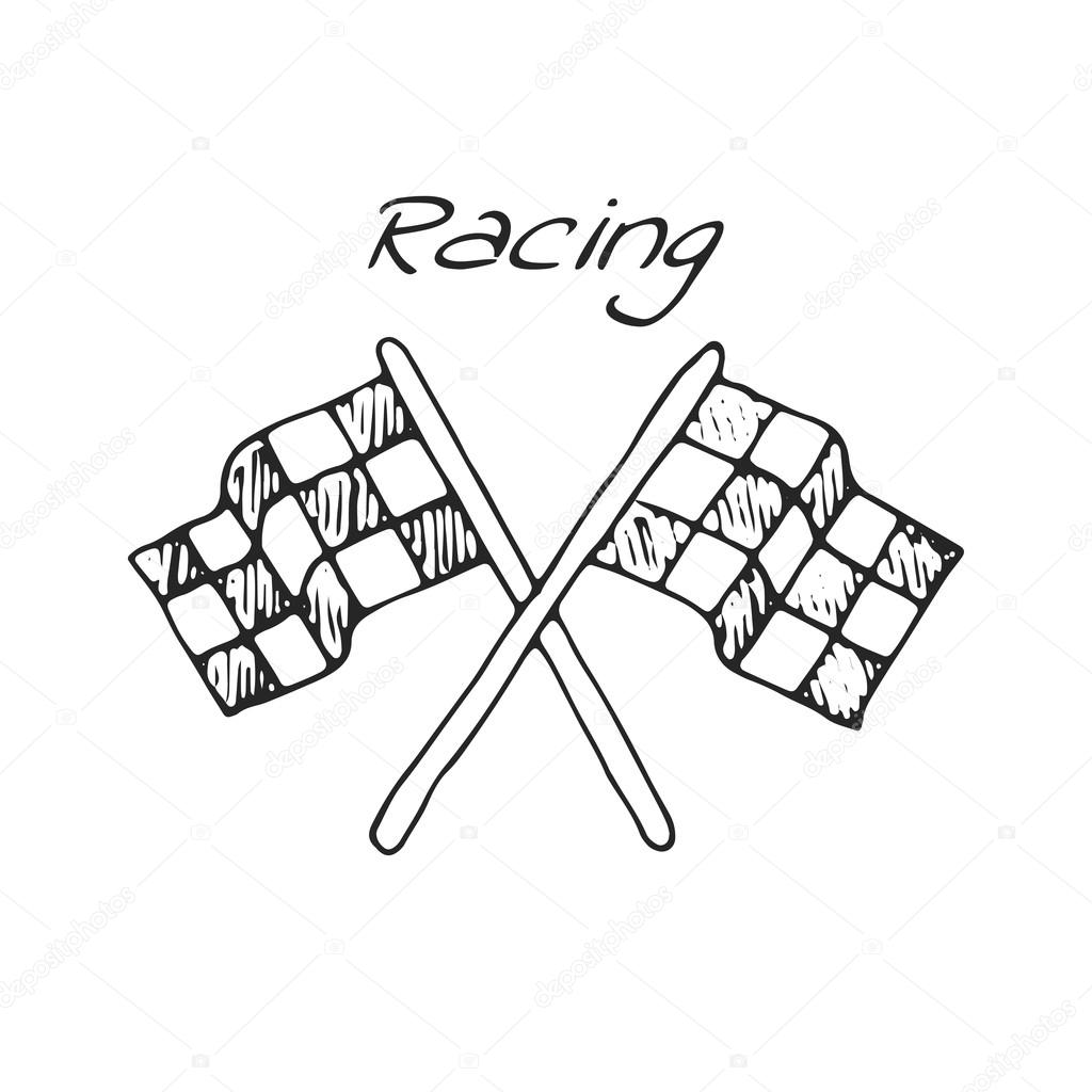 1024x1024 Racing Flag In A Drawing Style Stock Vector Tatintamikhaylova