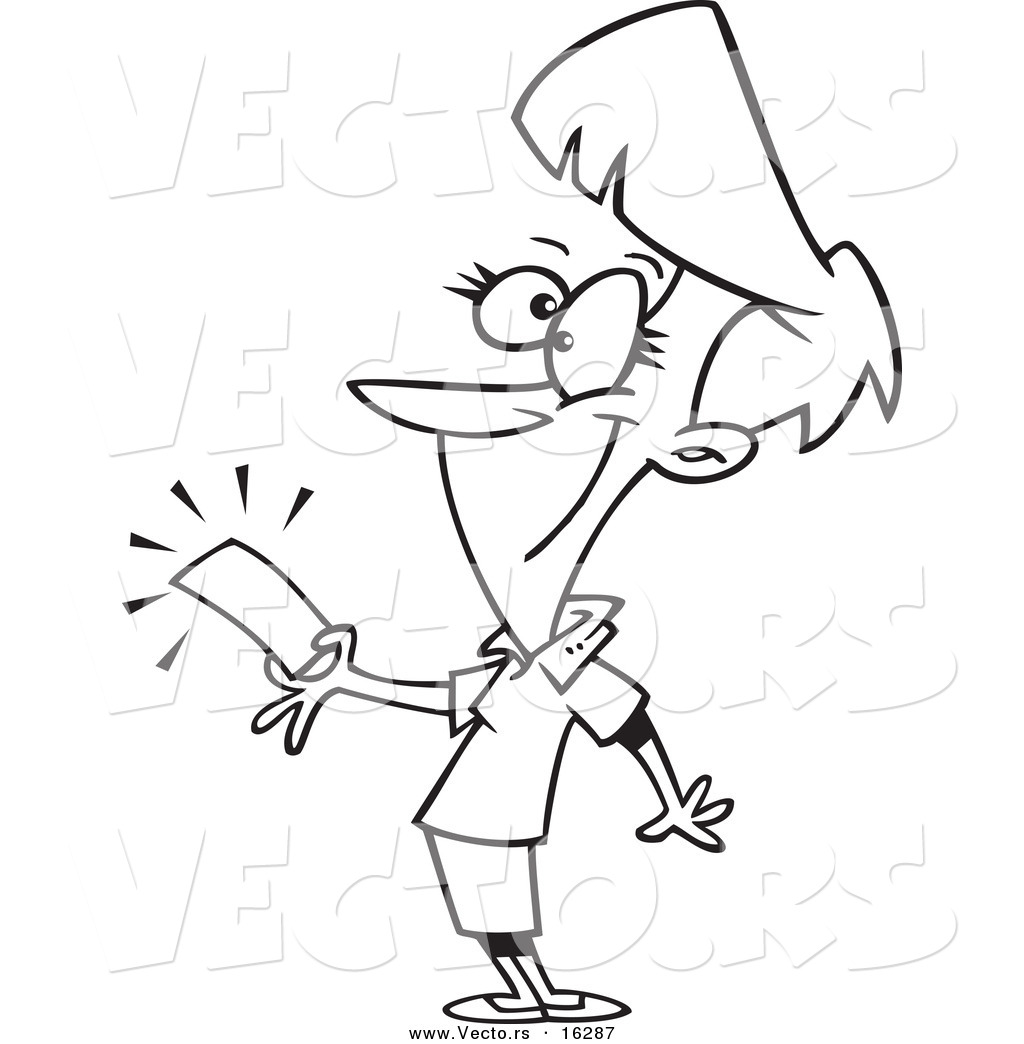 1024x1044 Vector Of A Cartoon Girl Holding A Golden Ticket