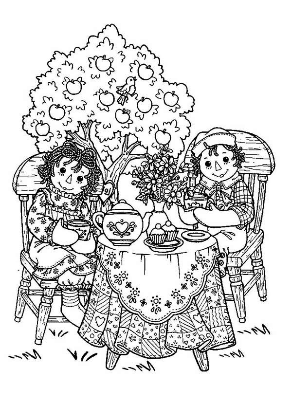600x832 Raggedy Ann And Andy Tea Party Coloring Page