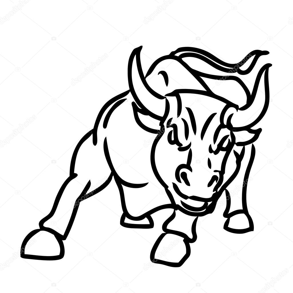 1024x1024 Freehand Sketch Illustration Of Charging Bull Stock Vector