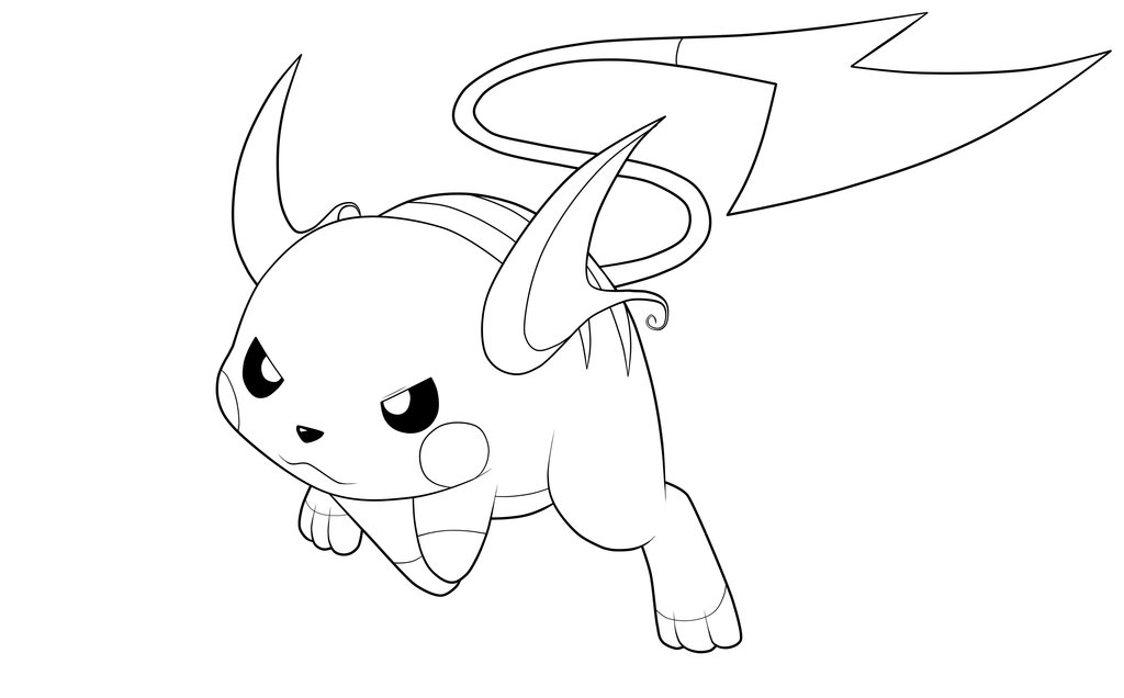 1024x636 Raichu. Lineart By Moxie2d
