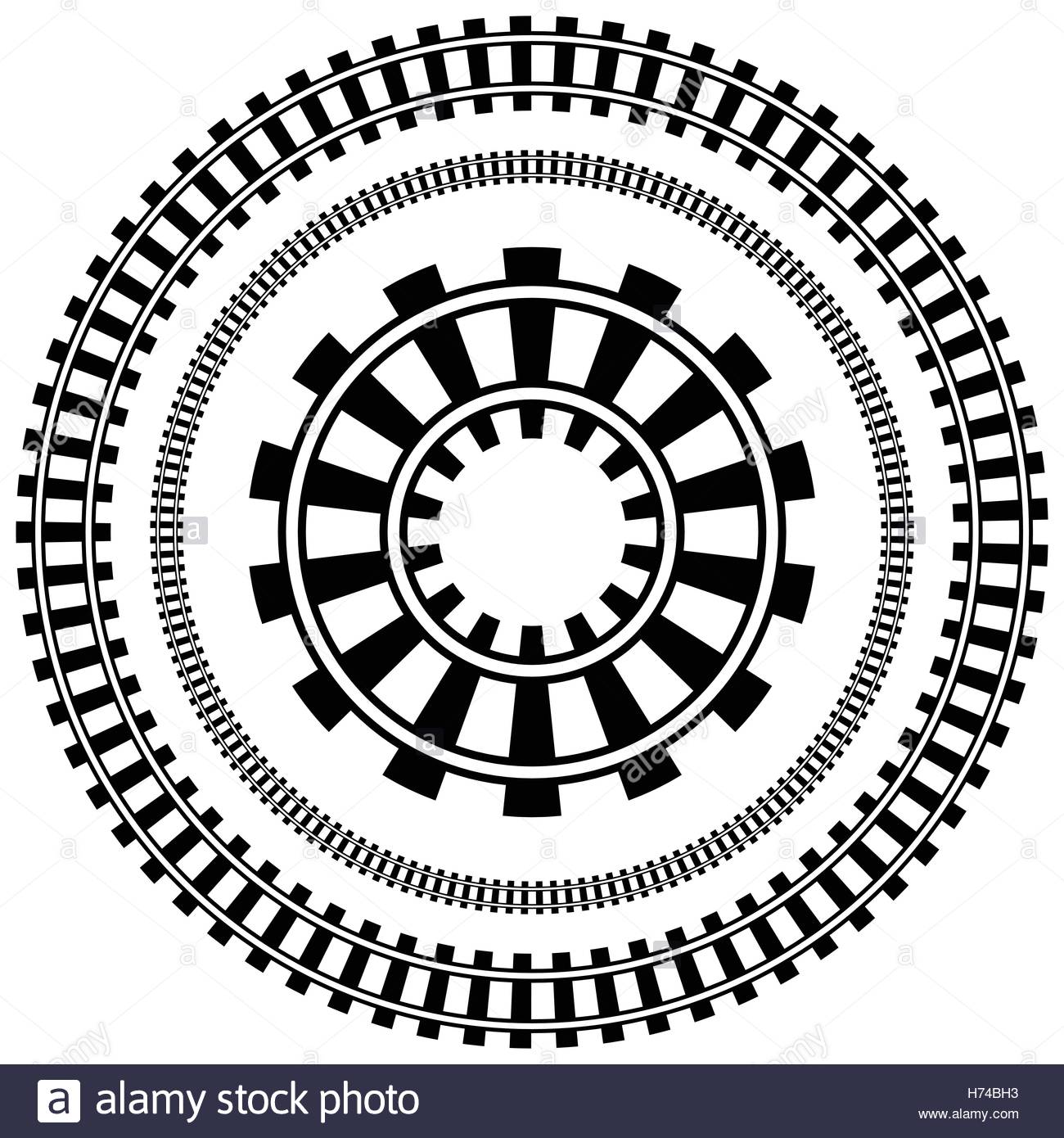 1300x1390 Illustration W Railway Track, Rail Road Silhouette Stock Vector