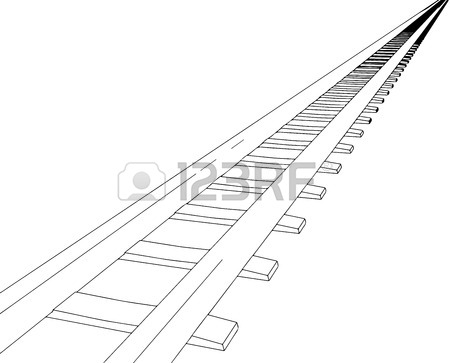 450x363 Vector 2d 3d Railway, Railroad Track Sketch. On White 5 Royalty