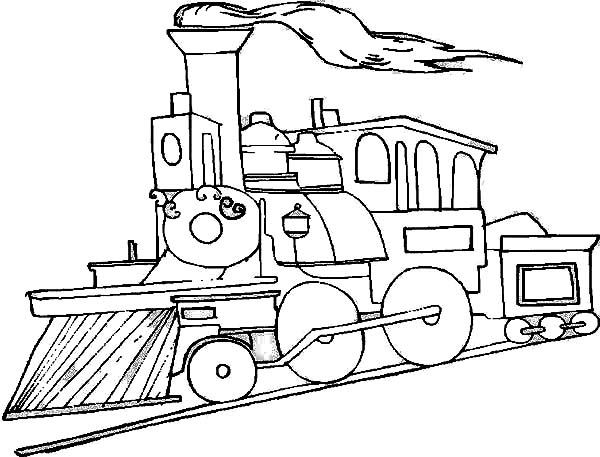 600x457 Picture Of Steam Train On Railroad Coloring Page Color Luna