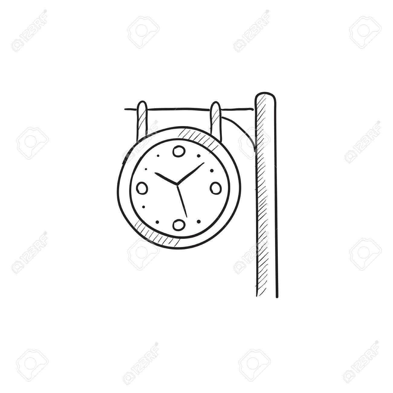 1300x1300 Train Station Clock Vector Sketch Icon Isolated On Background
