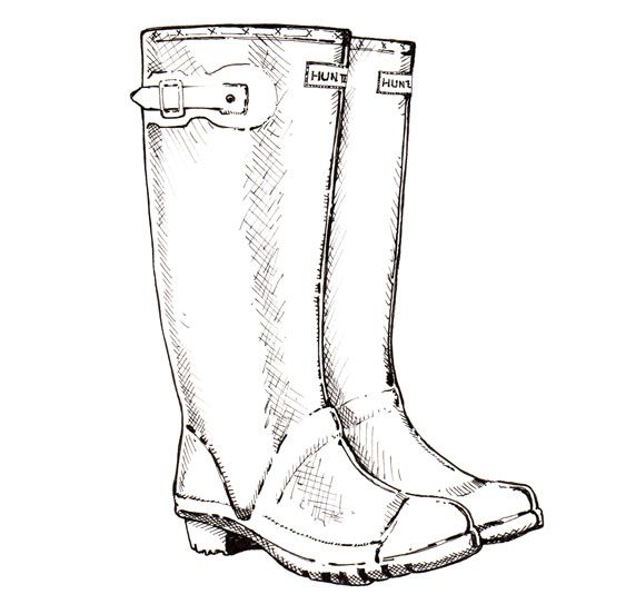 563x552 Wellington Boots Illustration