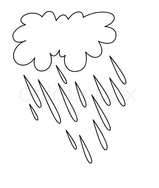 676x800 Rain Silhouette On White Background, Vector Illustration Stock