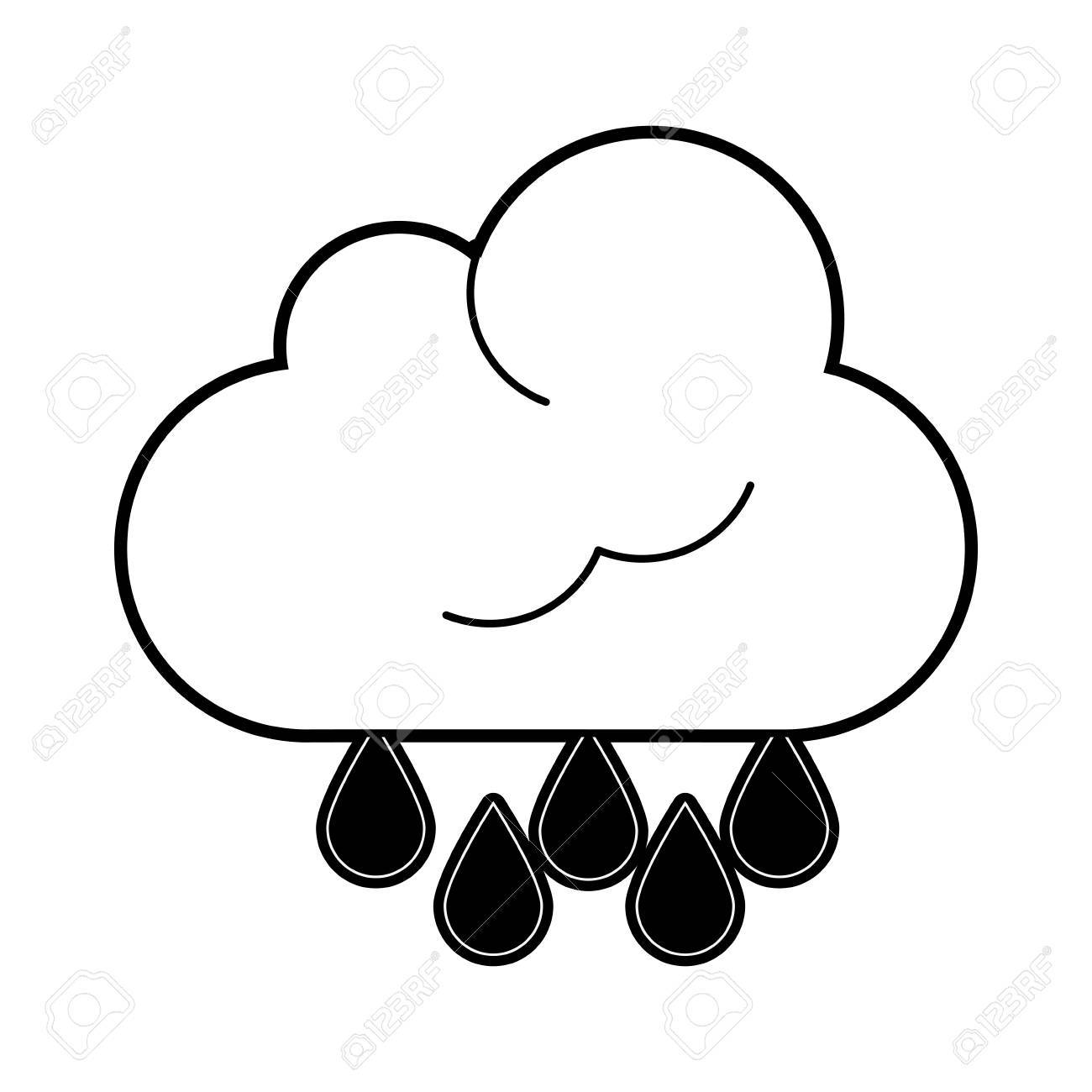1300x1300 Cloud With Rain Drops Icon Image Vector Illustration Design