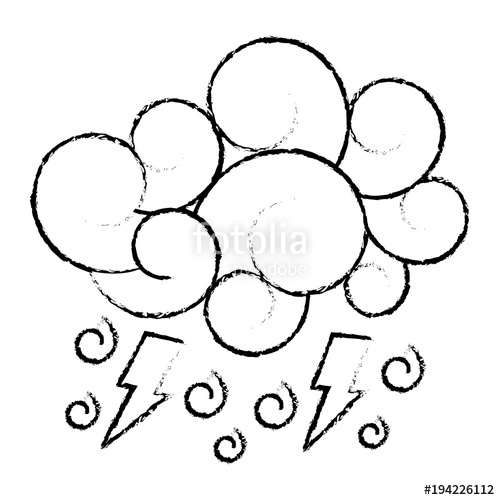 500x500 Blue Cloud Lightning Raindrops Cartoon Image Vector Illustration